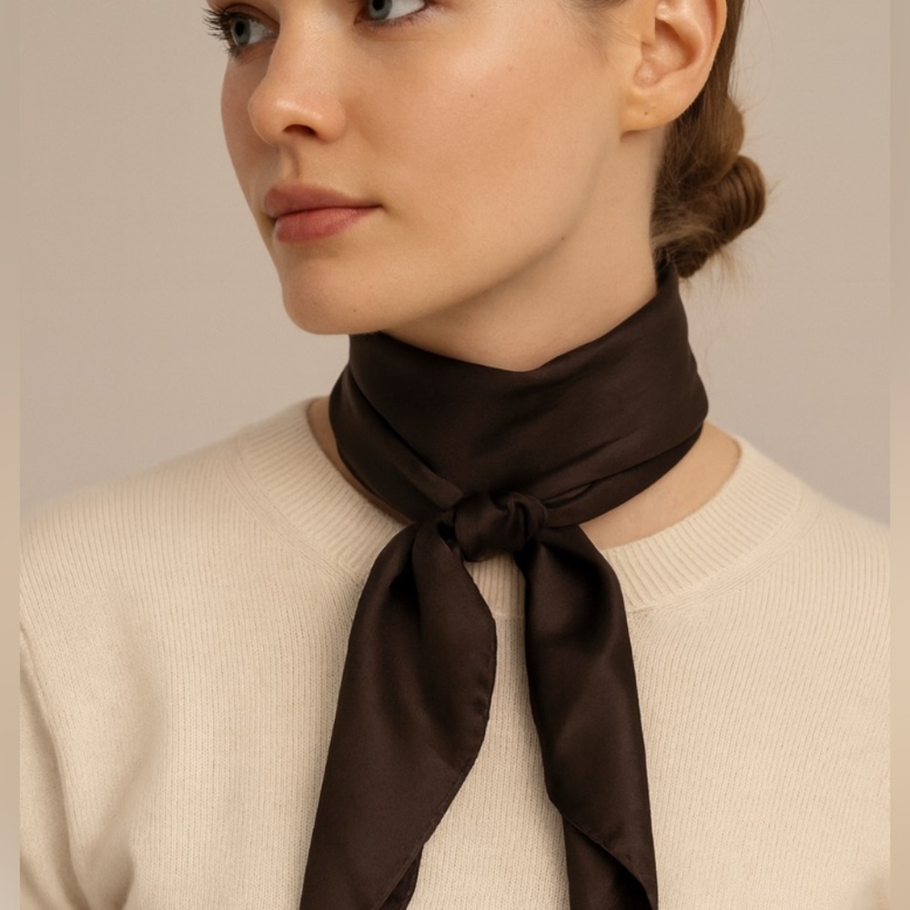 Product Designer Elegant Brown Silk Scarf